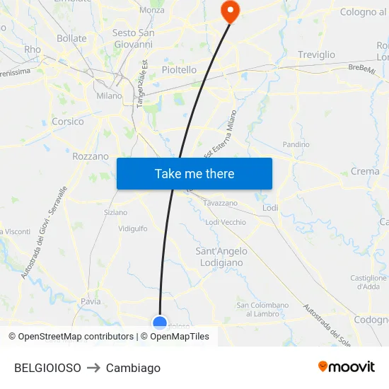 BELGIOIOSO to Cambiago map