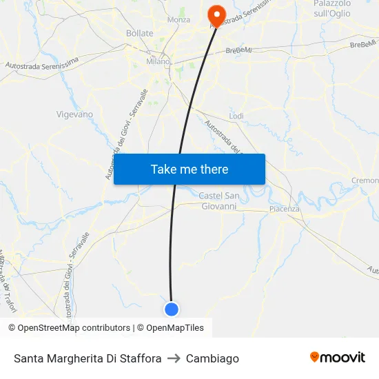 Santa Margherita di Staffora to Cambiago map