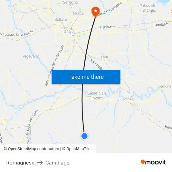 Romagnese to Cambiago map