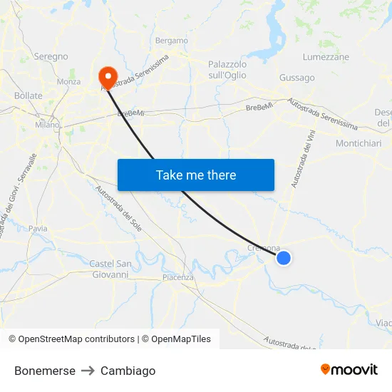 Bonemerse to Cambiago map