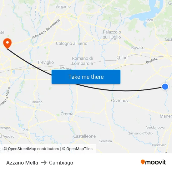 Azzano Mella to Cambiago map