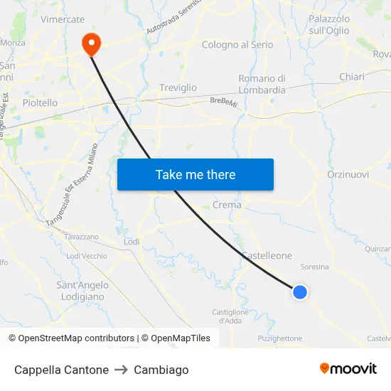 Cappella Cantone to Cambiago map