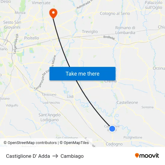 Castiglione D' Adda to Cambiago map