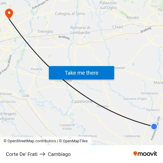 Corte de' Frati to Cambiago map