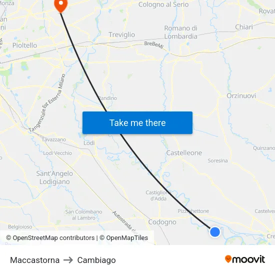 Maccastorna to Cambiago map