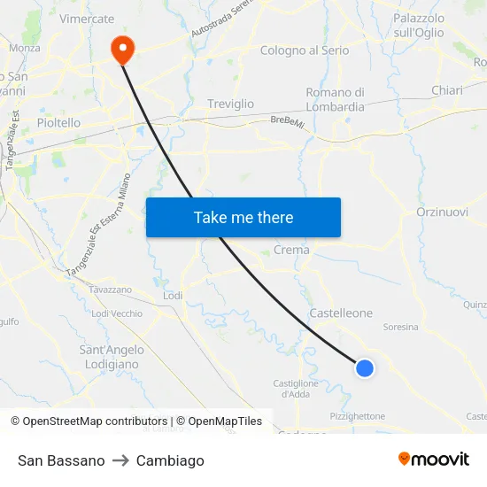 San Bassano to Cambiago map