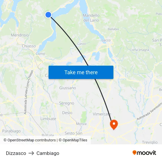 Dizzasco to Cambiago map