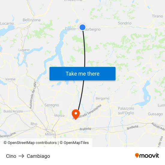 Cino to Cambiago map