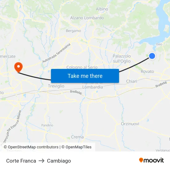 Corte Franca to Cambiago map