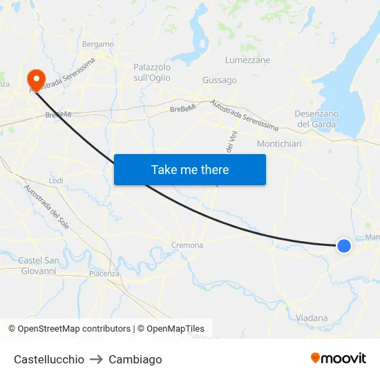 Castellucchio to Cambiago map