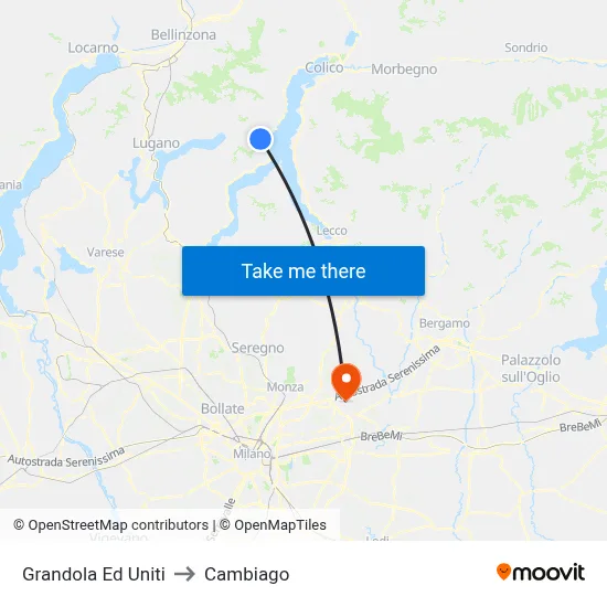 Grandola Ed Uniti to Cambiago map