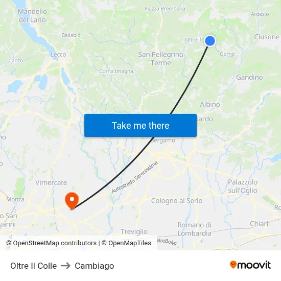 Oltre Il Colle to Cambiago map