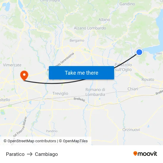 Paratico to Cambiago map