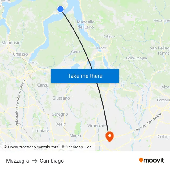 Mezzegra to Cambiago map