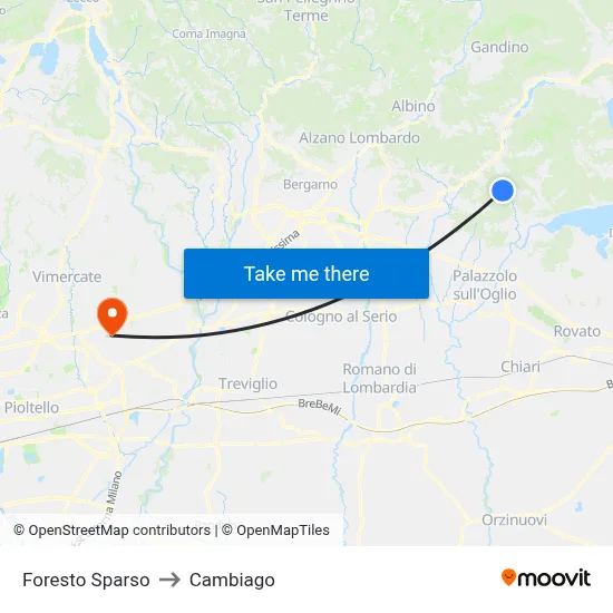 Foresto Sparso to Cambiago map
