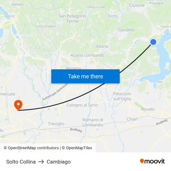 Solto Collina to Cambiago map