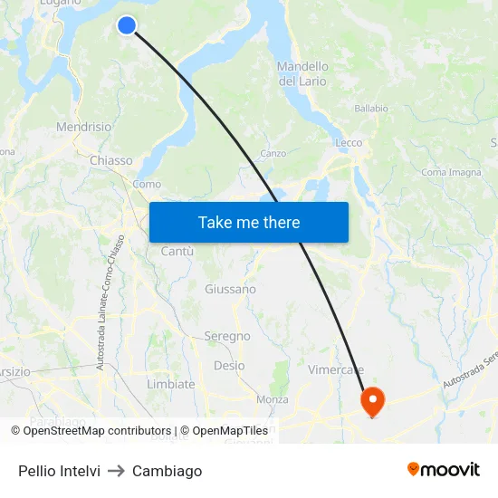 Pellio Intelvi to Cambiago map