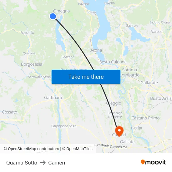Quarna Sotto to Cameri map