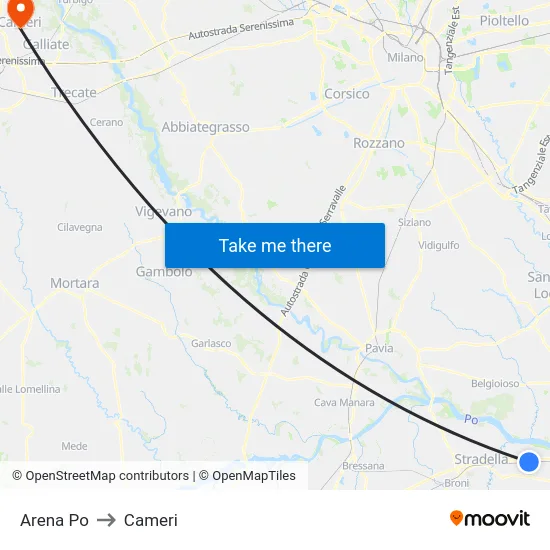 Arena Po to Cameri map