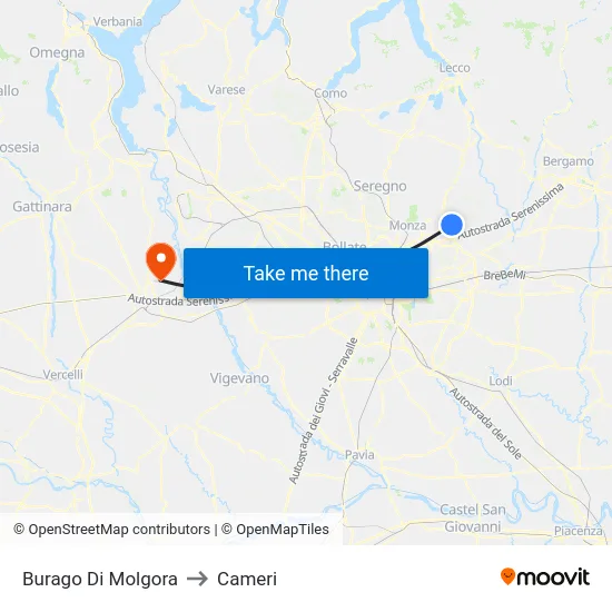 Burago Di Molgora to Cameri map