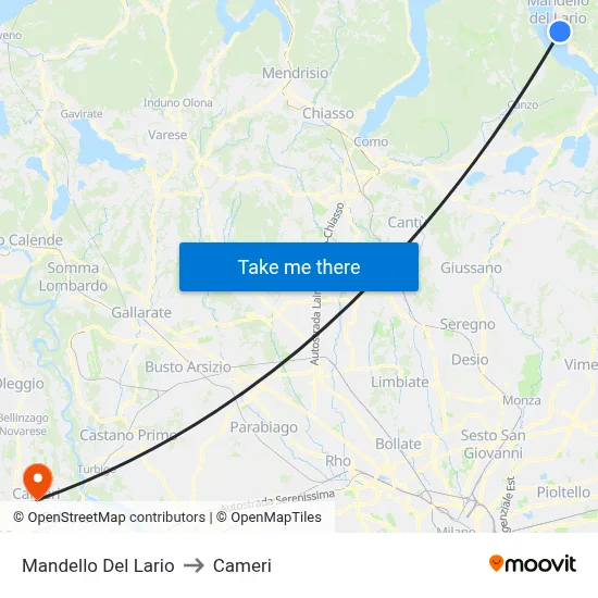 Mandello Del Lario to Cameri map