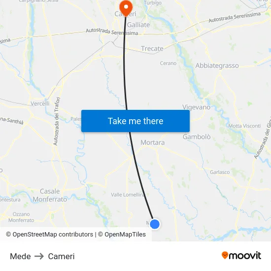 Mede to Cameri map