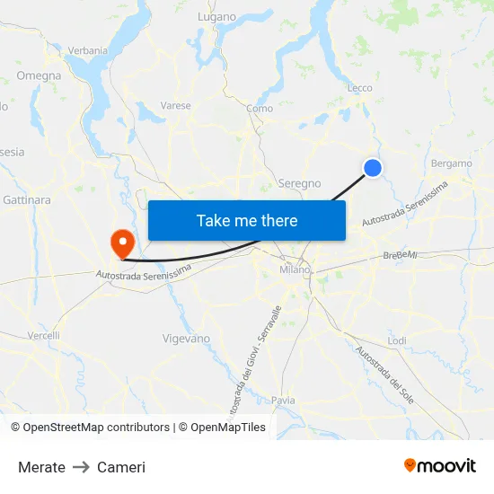 Merate to Cameri map