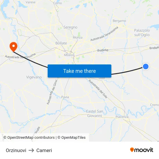 Orzinuovi to Cameri map