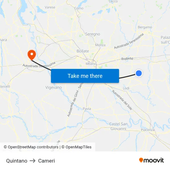 Quintano to Cameri map