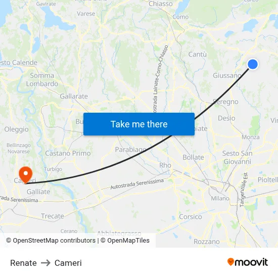 Renate to Cameri map