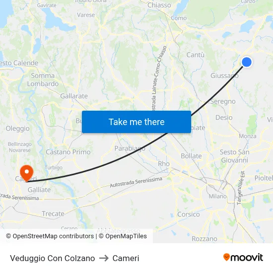 Veduggio Con Colzano to Cameri map