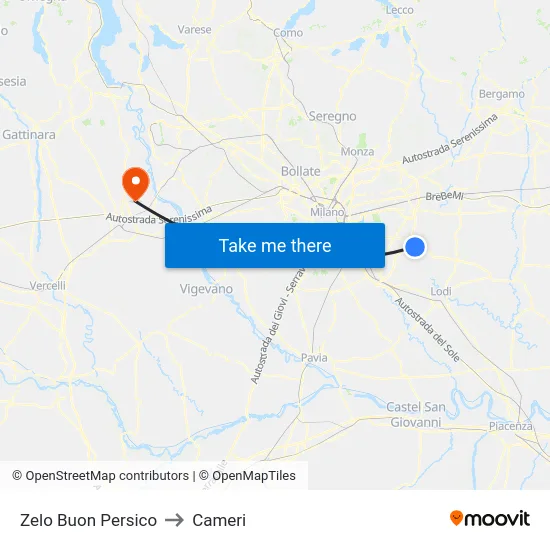 Zelo Buon Persico to Cameri map