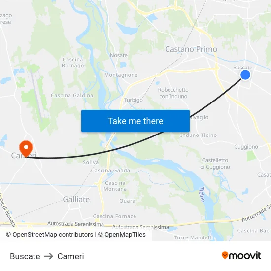 Buscate to Cameri map