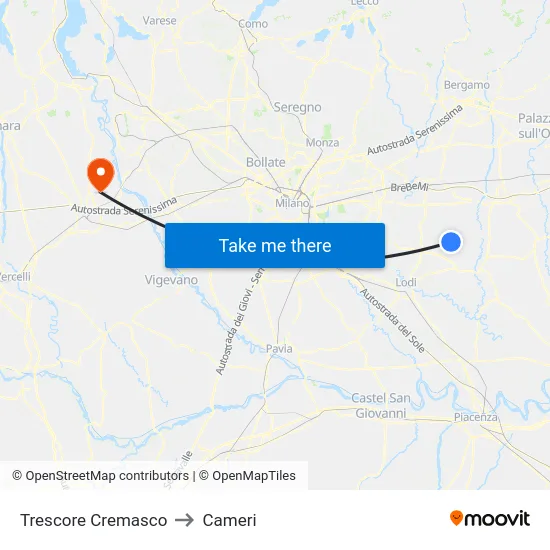 Trescore Cremasco to Cameri map