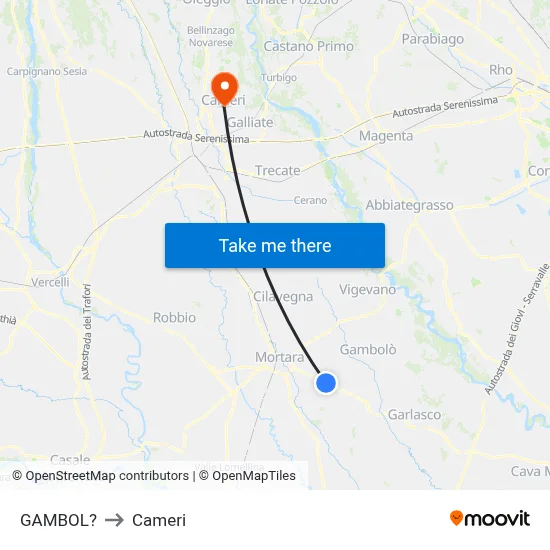 Gambol to Cameri map
