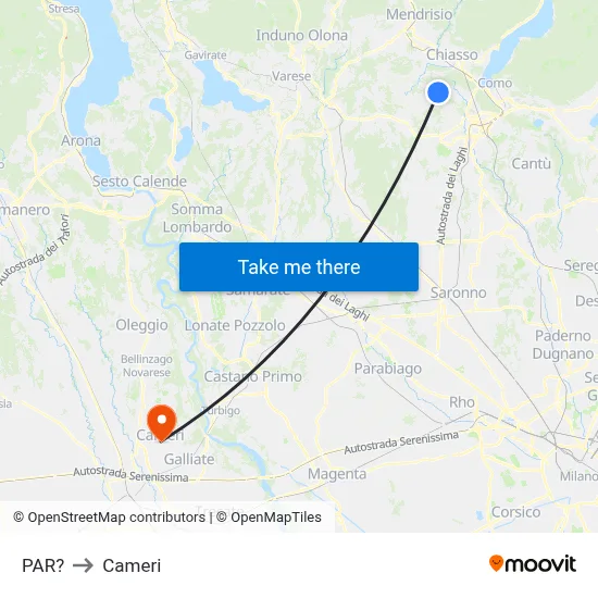 Parre to Cameri map