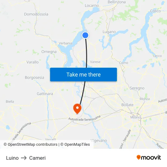 Luino to Cameri map