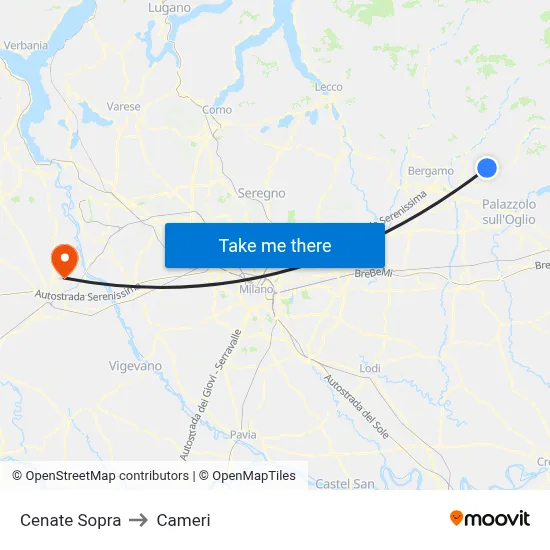 Cenate Sopra to Cameri map