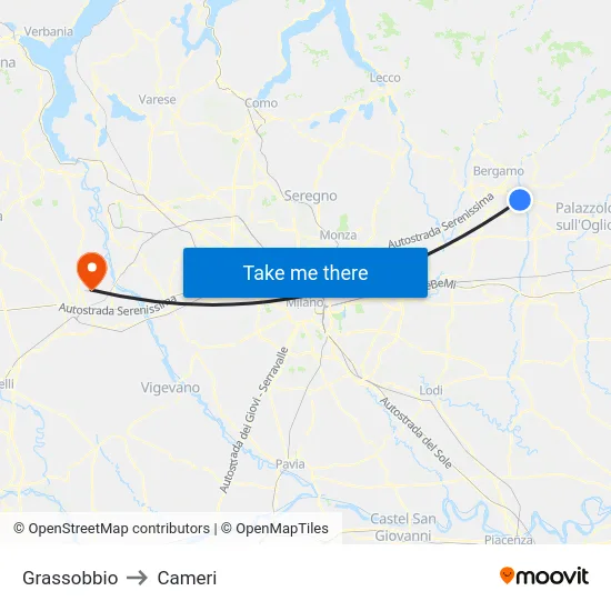 Grassobbio to Cameri map