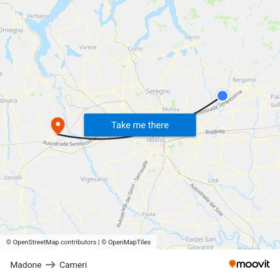 Madone to Cameri map