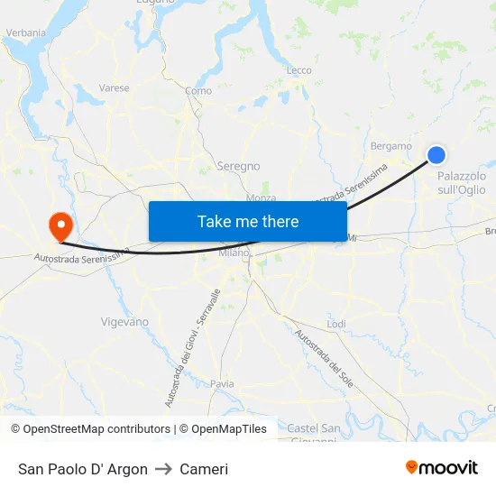 San Paolo D' Argon to Cameri map