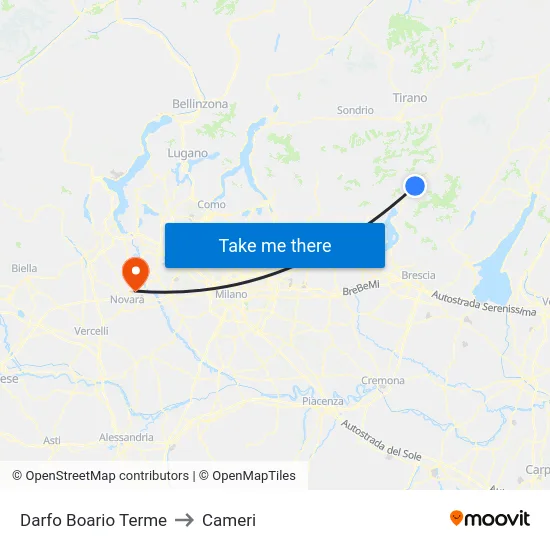 Darfo Boario Terme to Cameri map