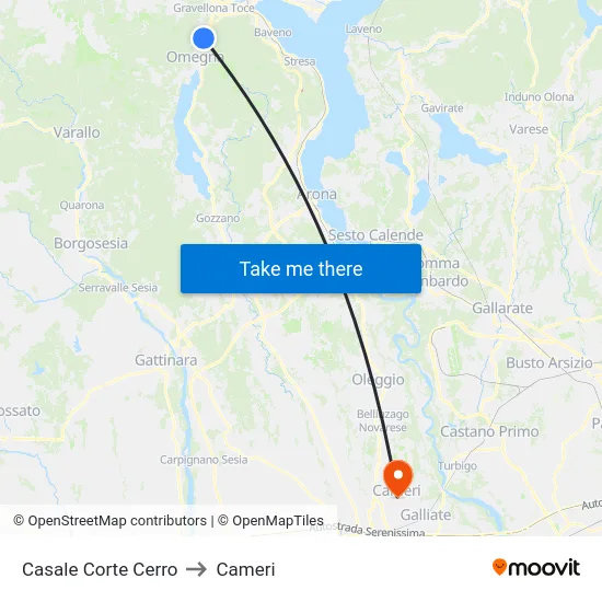 Casale Corte Cerro to Cameri map