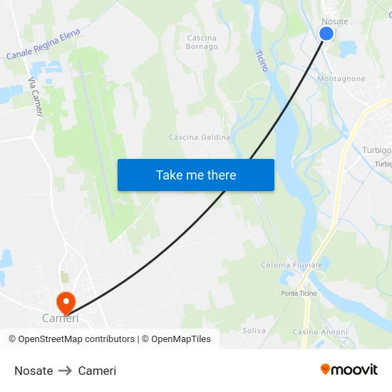 Nosate to Cameri map