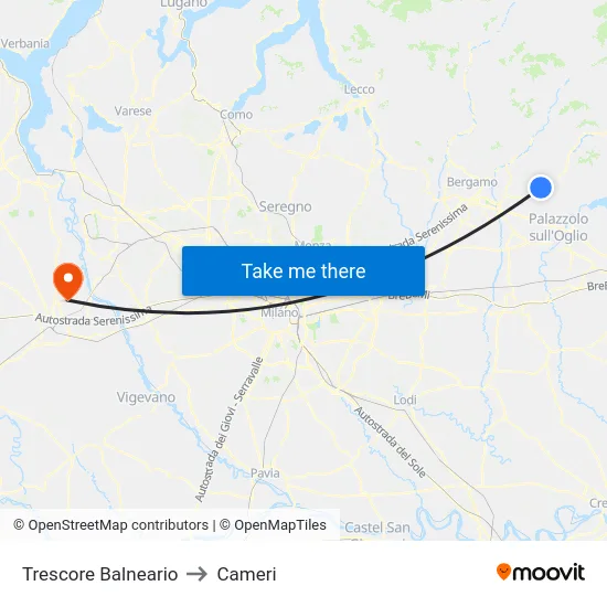 Trescore Balneario to Cameri map
