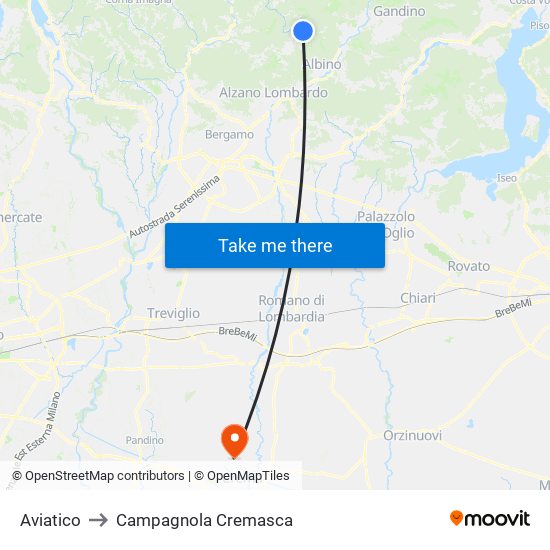 Aviatico to Campagnola Cremasca map