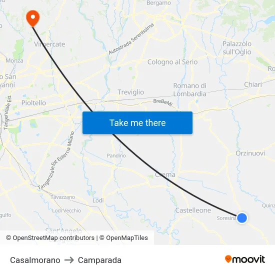 Casalmorano to Camparada map