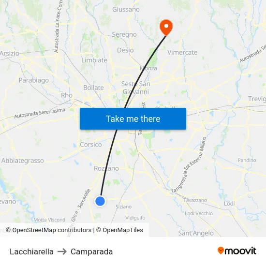 Lacchiarella to Camparada map