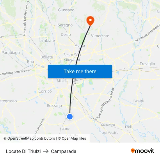 Locate di Triulzi to Camparada map