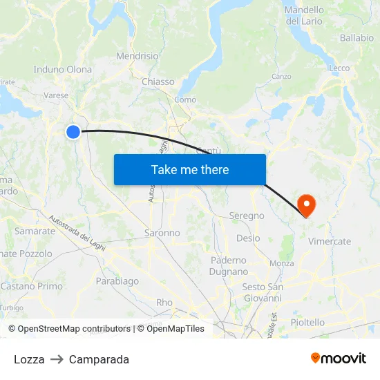 Lozza to Camparada map